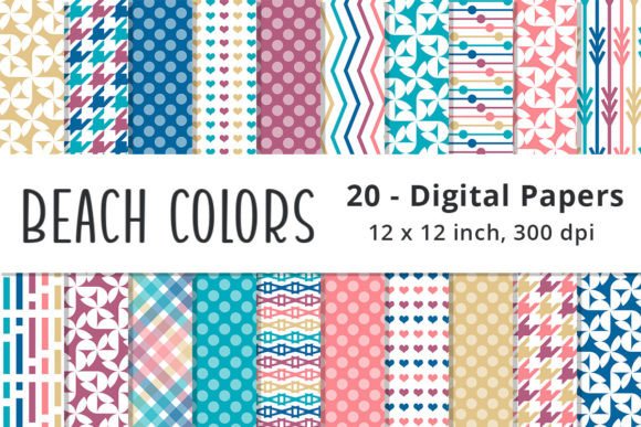 Beach Colored Pattern Printable Papers