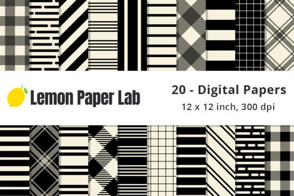 Black and Cream Stripes Digital Paper