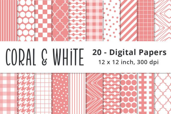 Coral and White Digital Scrapbook Paper: A Versatile Design Resource for Creative Projects