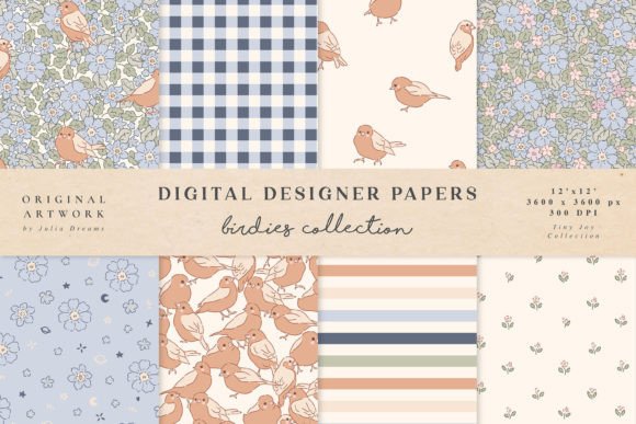Cute Birdies Digital Papers Easter Birds