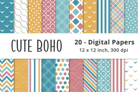 Cute Boho Digital Paper Backgrounds