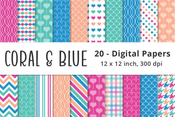 Exploring Digital Paper Backgrounds: Pink, Blue, Green, and Coral Designs for Creative Projects