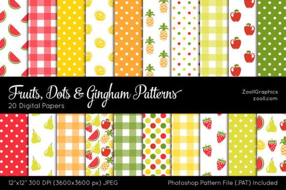 Fruits, Dots and Gingham Digital Papers: A Versatile Resource for Creative Projects