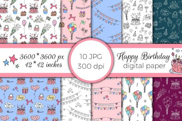 Happy Birthday Digital Paper JPG Doodles: A Versatile Tool for Creative Projects