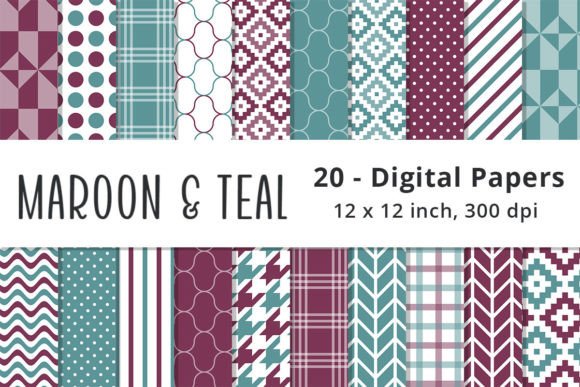 Maroon and Teal Digital Paper Background