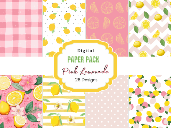 Pink Lemon Digital Paper Pack: A Refreshing Addition to Your Creative Projects