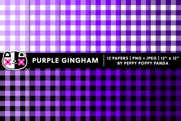 Purple Gingham Digital Paper Pattern Set