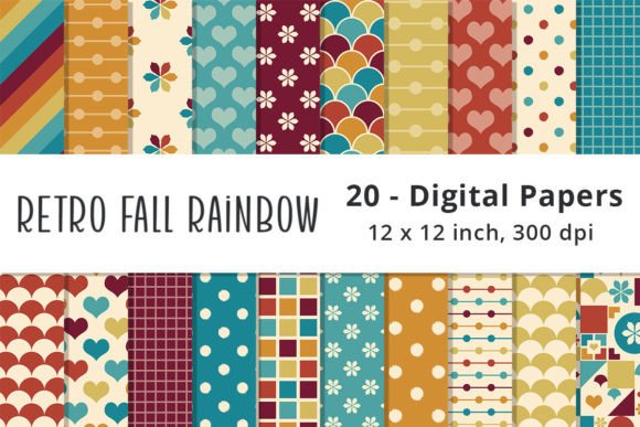 Retro Fall Rainbow Color Scrapbook Paper: A Versatile Design Resource for Creative Projects
