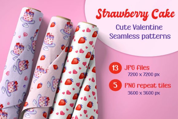 Strawberry Cake Digital Papers: A Romantic Design Set for Valentine’s Day and Beyond