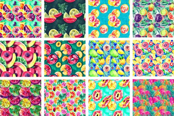 Summer Fruit Watercolor Seamless Pattern