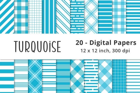 Turquoise Blue Stripes Digital Paper: A Versatile Design Asset for Modern Creators